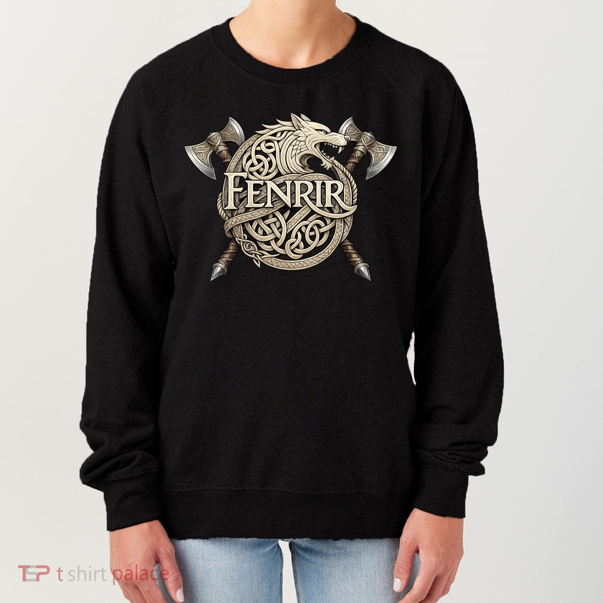 Fenrir Viking Wolf Norse Knotwork Mythology  Women's Sweatshirt