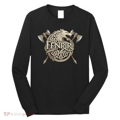 Fenrir Viking Wolf Norse Knotwork Mythology  Long Sleeve Shirt