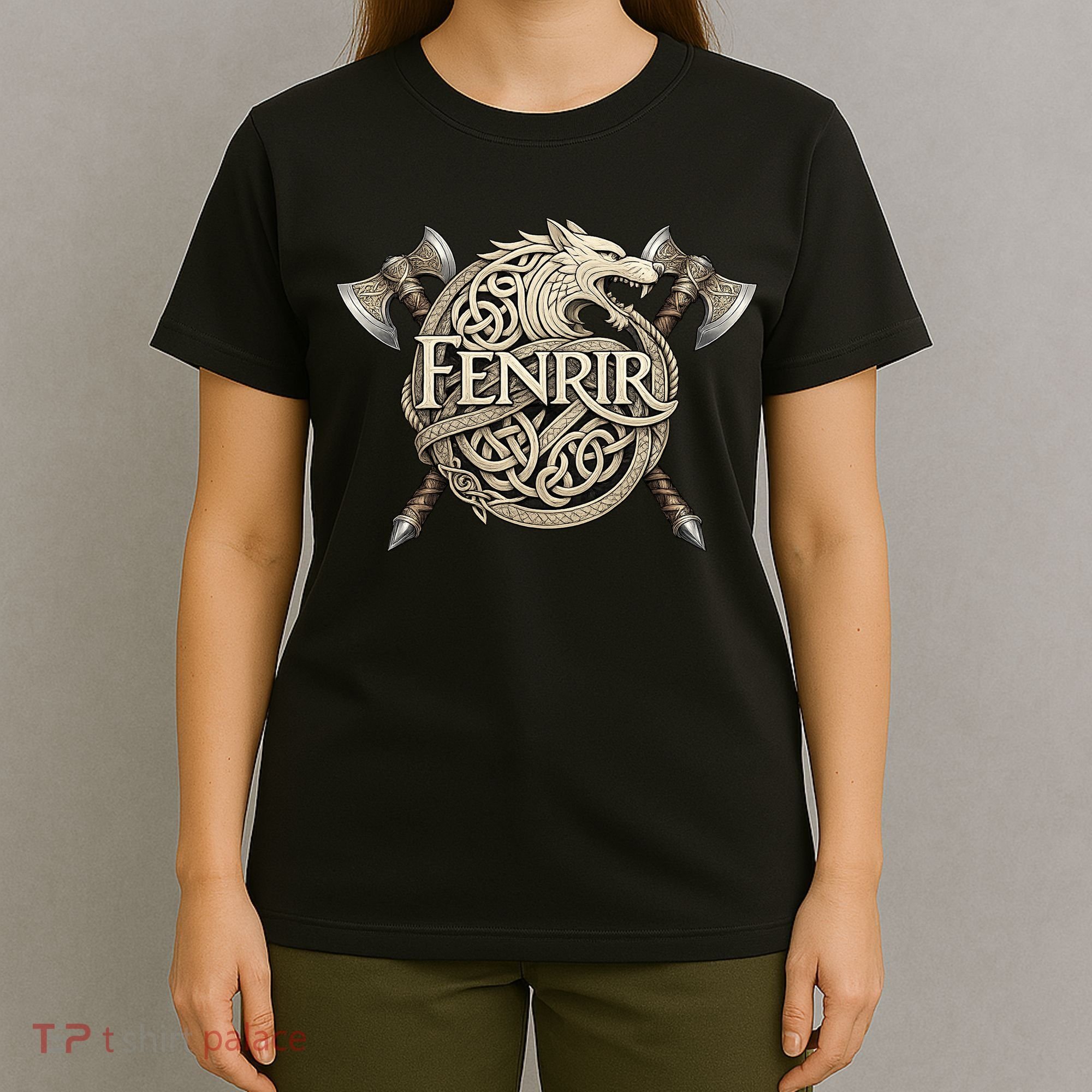 Fenrir Viking Wolf Norse Knotwork Mythology  T-Shirt