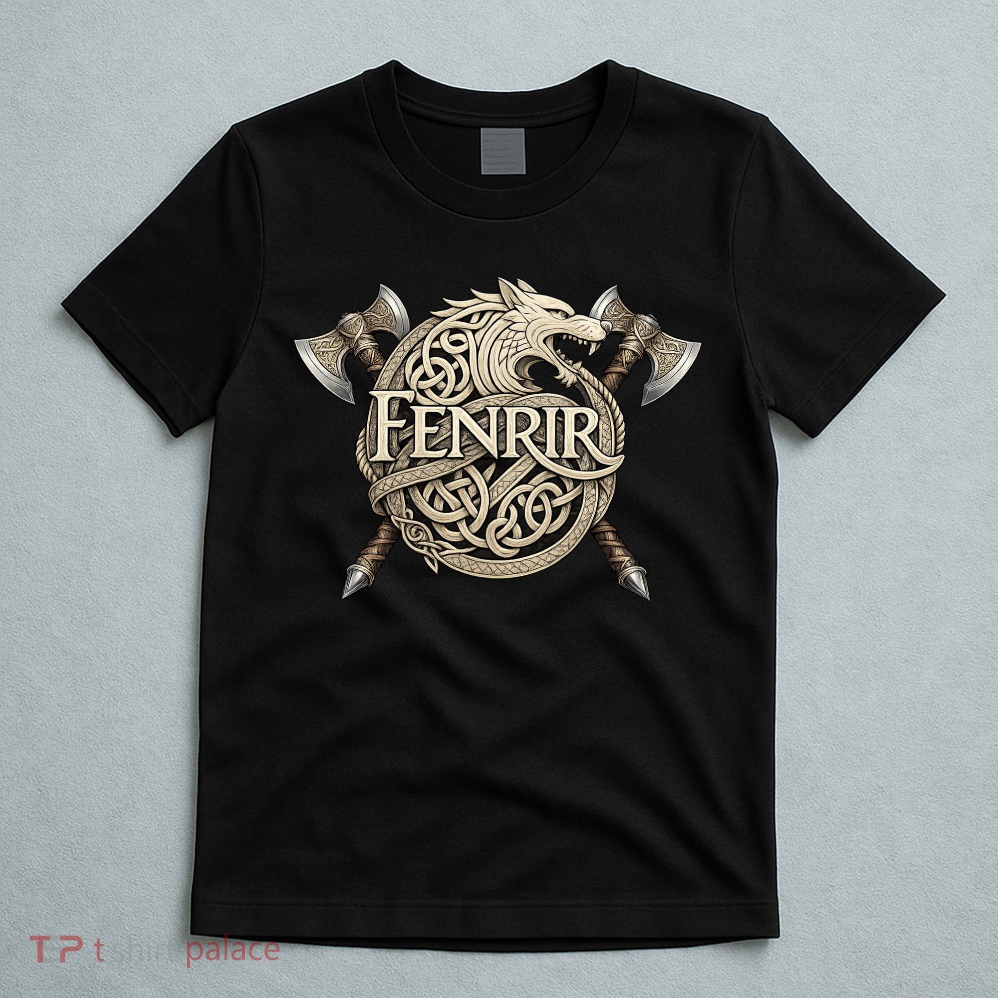 Fenrir Viking Wolf Norse Knotwork Mythology  T-Shirt