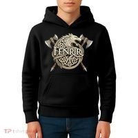 Fenrir Viking Wolf Norse Knotwork Mythology  Kids Hoodie thumb 4