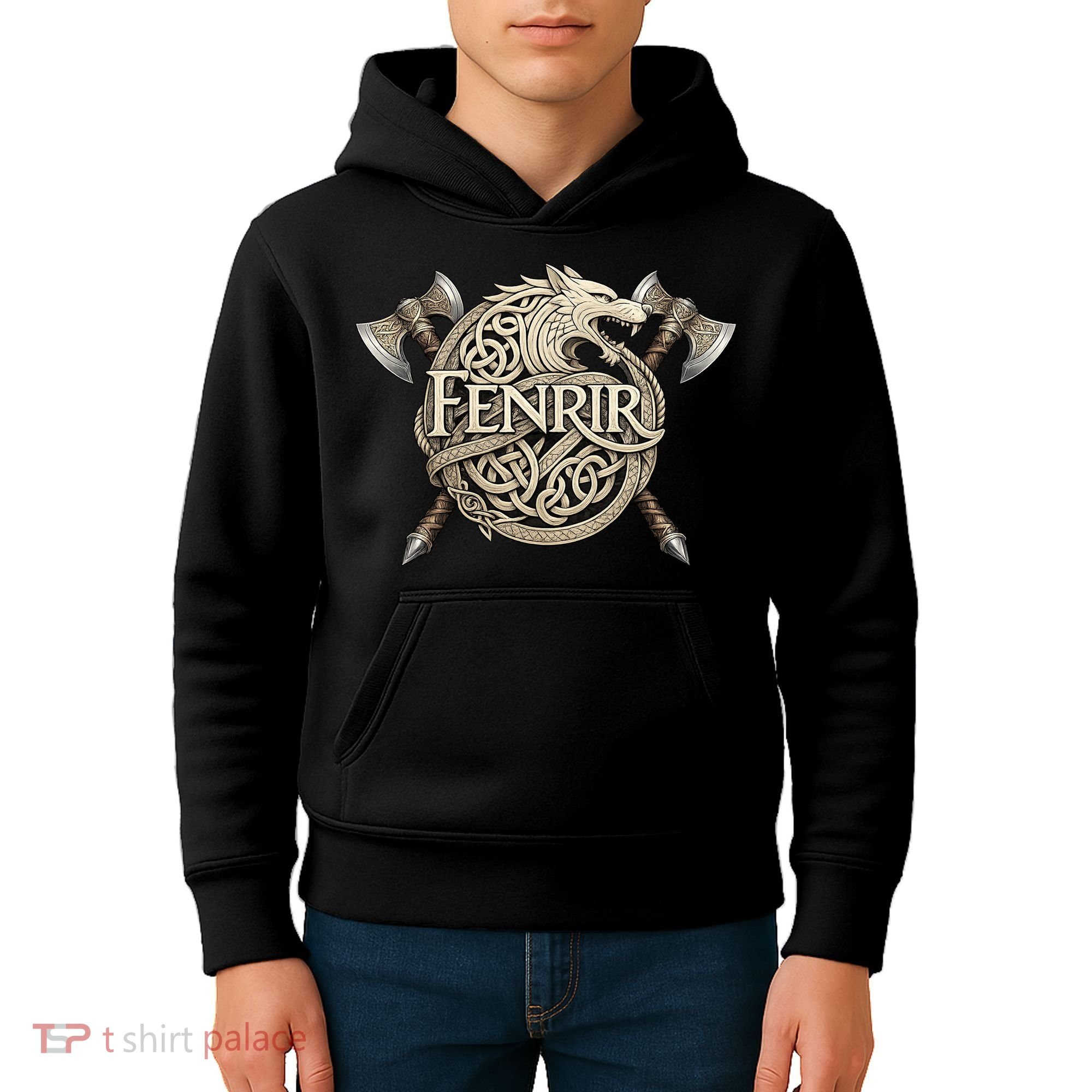 Fenrir Viking Wolf Norse Knotwork Mythology  Kids Hoodie