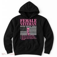 Female Veteran with Three Sides  Veteran Mother Grandma Hoodie thumb 0