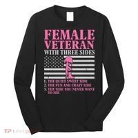 Female Veteran with Three Sides  Veteran Mother Grandma Long Sleeve Shirt thumb 0