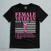 Female Veteran with Three Sides  Veteran Mother Grandma T-Shirt thumb 5