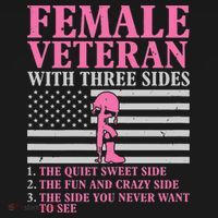 Female Veteran with Three Sides  Veteran Mother Grandma T-Shirt thumb 7
