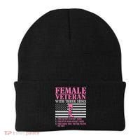 Female Veteran with Three Sides  Veteran Mother Grandma Beanie thumb 0