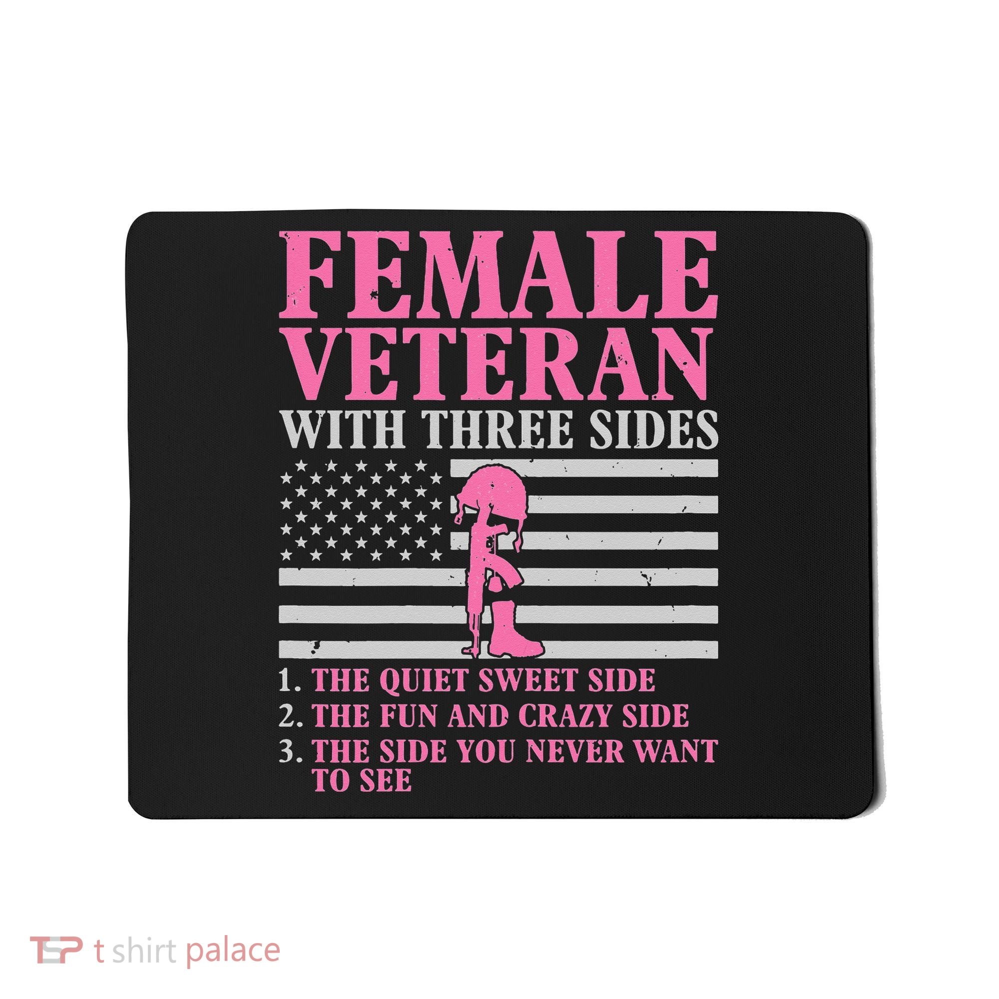 Female Veteran with Three Sides  Veteran Mother Grandma Mousepad