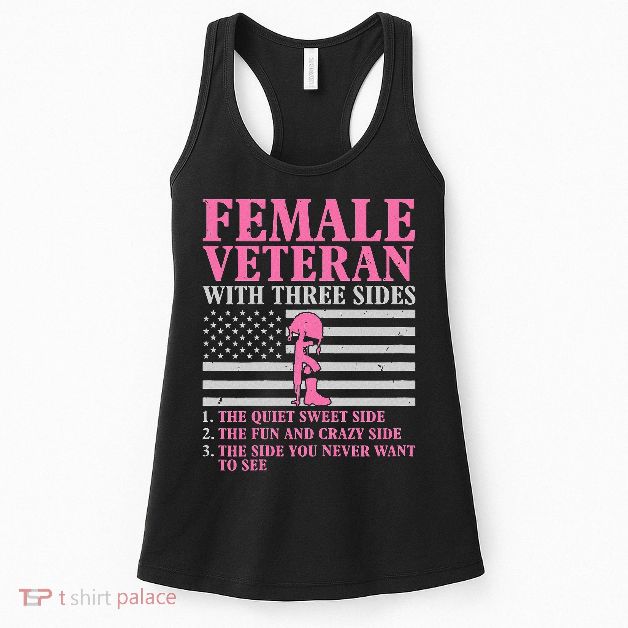 Female Veteran with Three Sides  Veteran Mother Grandma Women's Tank Top