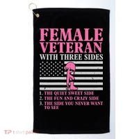 Female Veteran with Three Sides  Veteran Mother Grandma Golf Towel thumb 0
