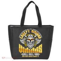 Funny Vikings Will Kill You And Sing Songs About It Tote Bag thumb 0