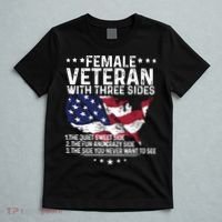 Female Veteran With Three Sides Women Veteran American Flag T-Shirt thumb 5