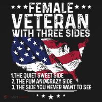 Female Veteran With Three Sides Women Veteran American Flag T-Shirt thumb 7