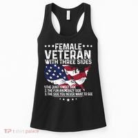 Female Veteran With Three Sides Women Veteran American Flag Women's Tank Top thumb 0