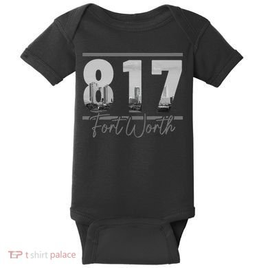 Fort Worth 817 Area Code Skyline Texas Pride Vintage Baby Bodysuit