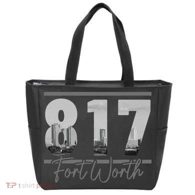 Fort Worth 817 Area Code Skyline Texas Pride Vintage Tote Bag