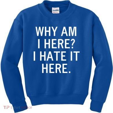 Funny Why Am I Here I Hate It Here Joke Sarcastic Family Gift Kids Sweatshirt