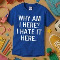 Funny Why Am I Here I Hate It Here Joke Sarcastic Family Gift Kids T-Shirt thumb 3