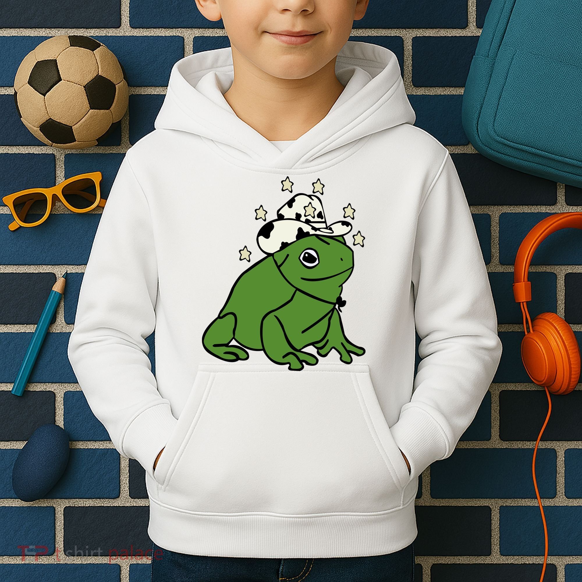 Frog With A Cowboy Hat Kids Hoodie