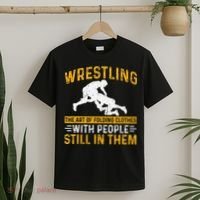 Funny Wrestling Art Of Folding Clothes With People In Them T-Shirt thumb 2