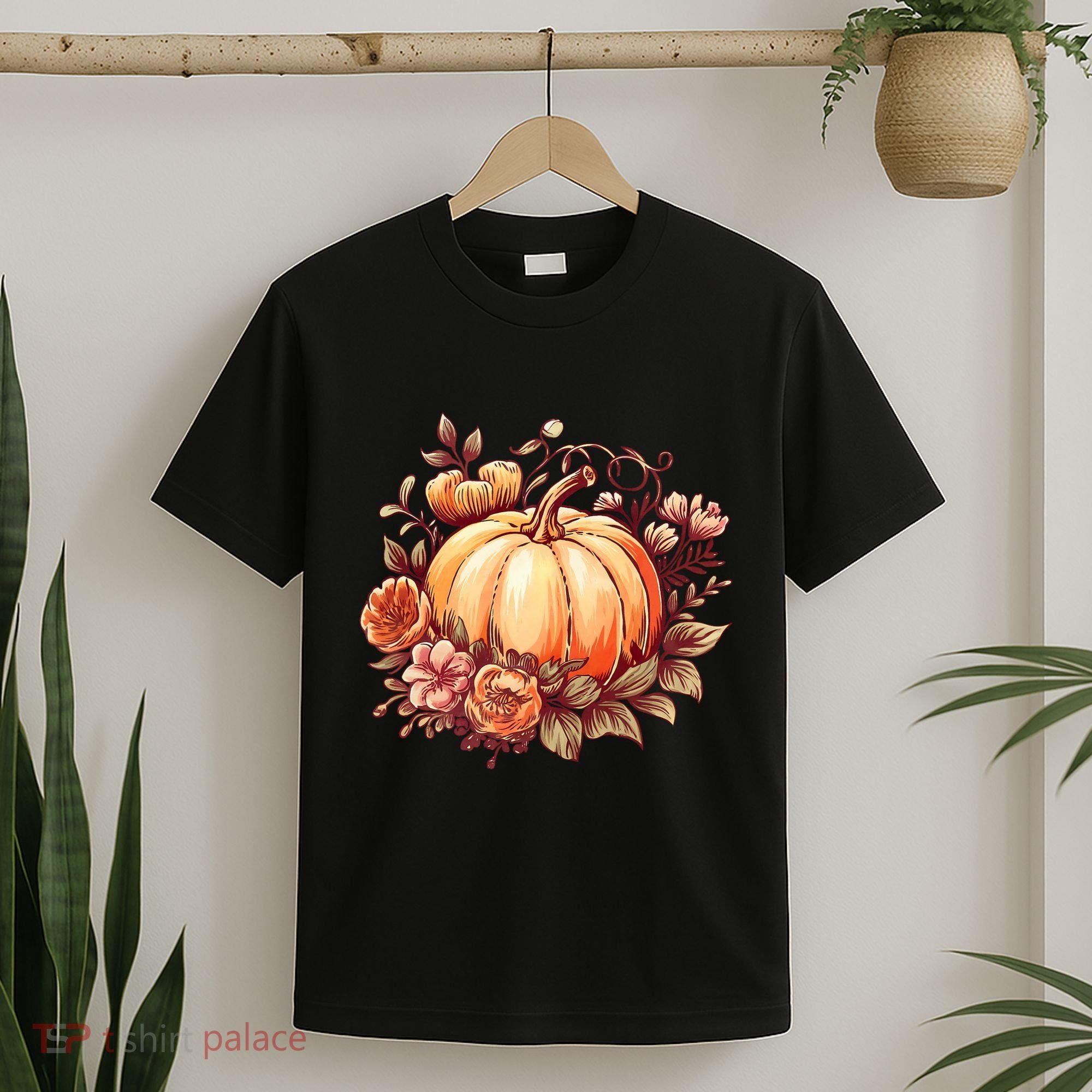 Fall Women Autumn Pumpkin Graphic Vintage Thanksgiving T-Shirt