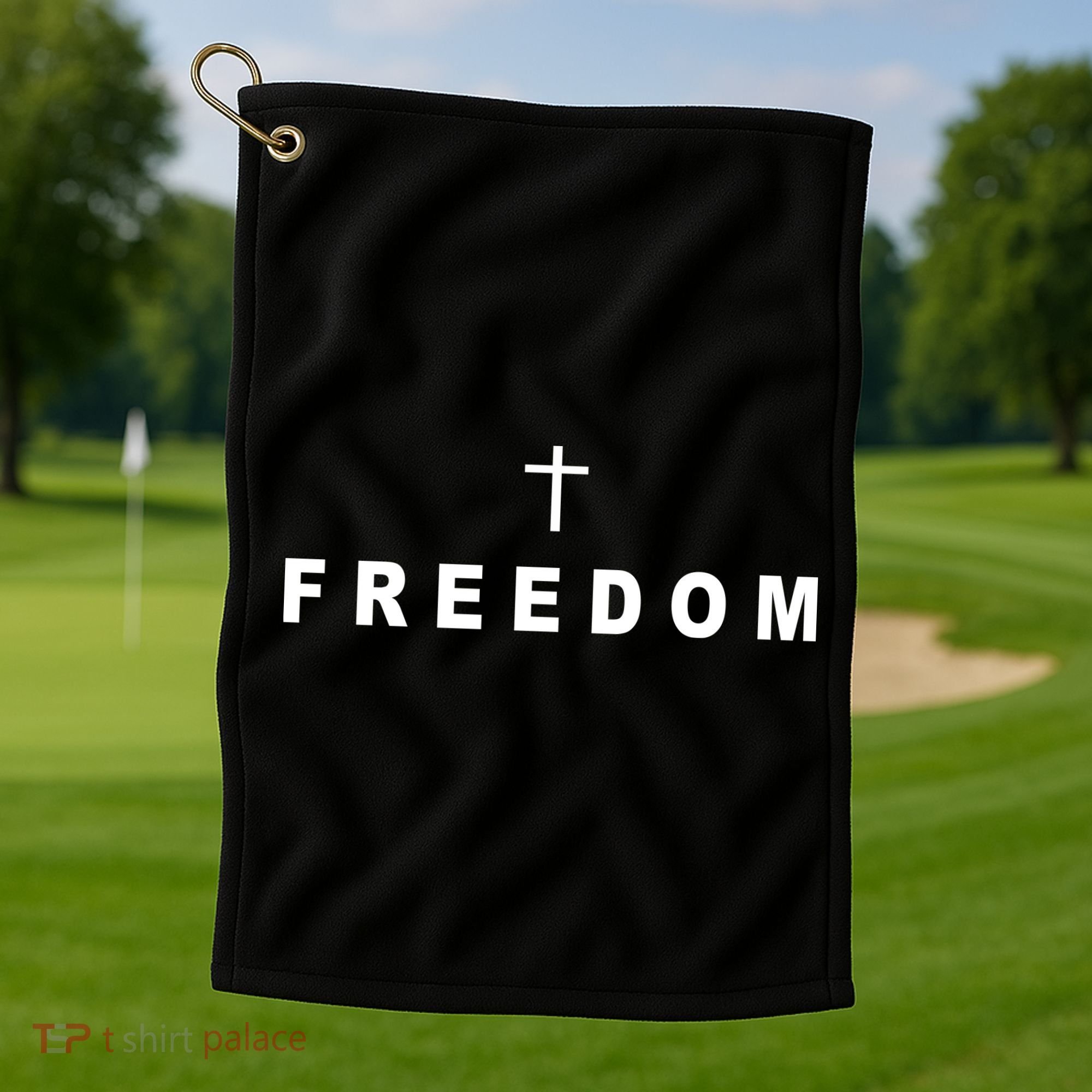 Freedom With A Cross Golf Towel