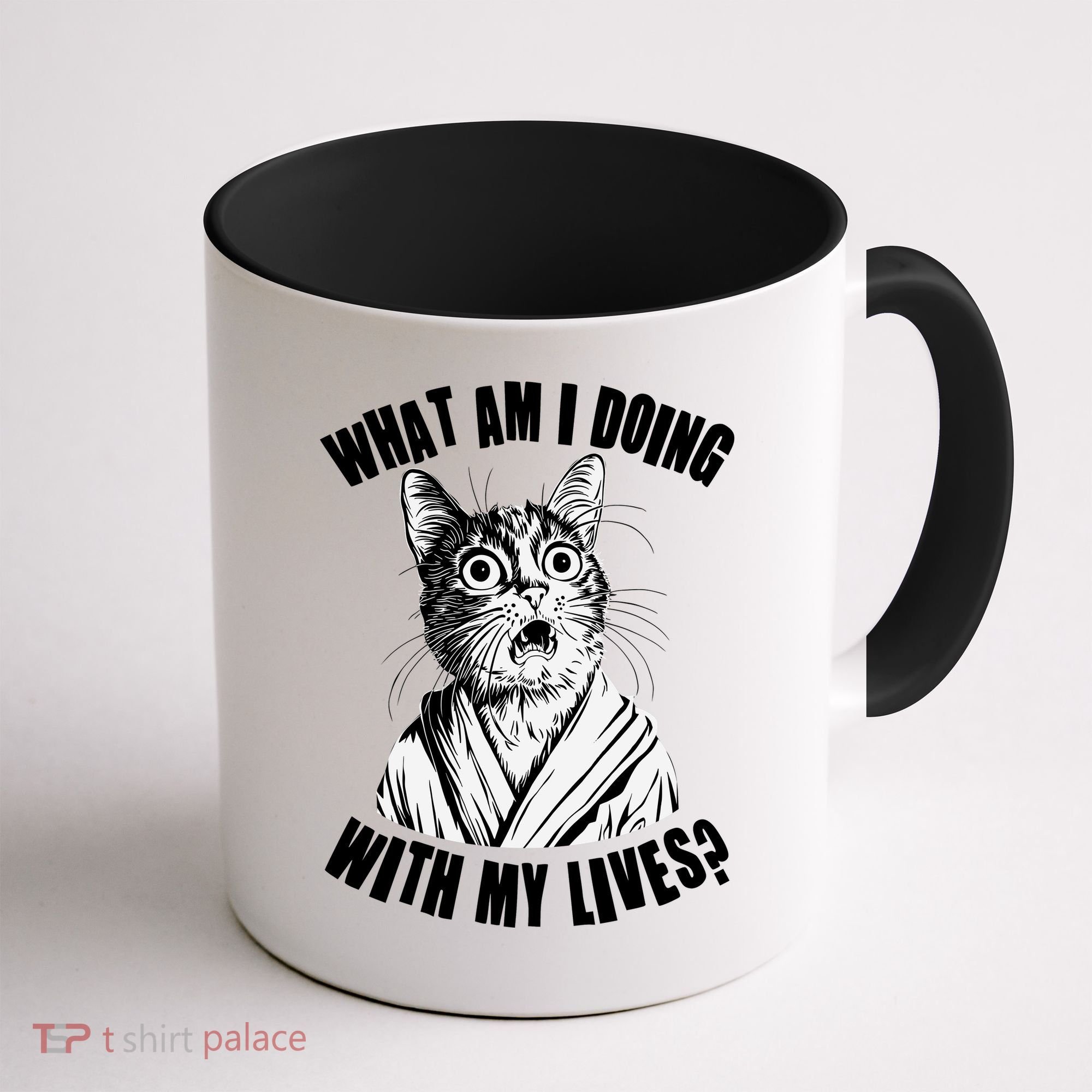 Funny What Am I Doing With My Lives Existential Crisis Cat Coffee Mug