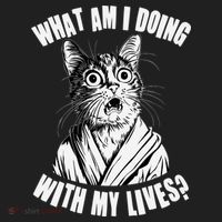Funny What Am I Doing With My Lives Existential Crisis Cat Beanie thumb 2
