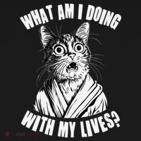 Funny What Am I Doing With My Lives Existential Crisis Cat Women's Hoodie thumb 2