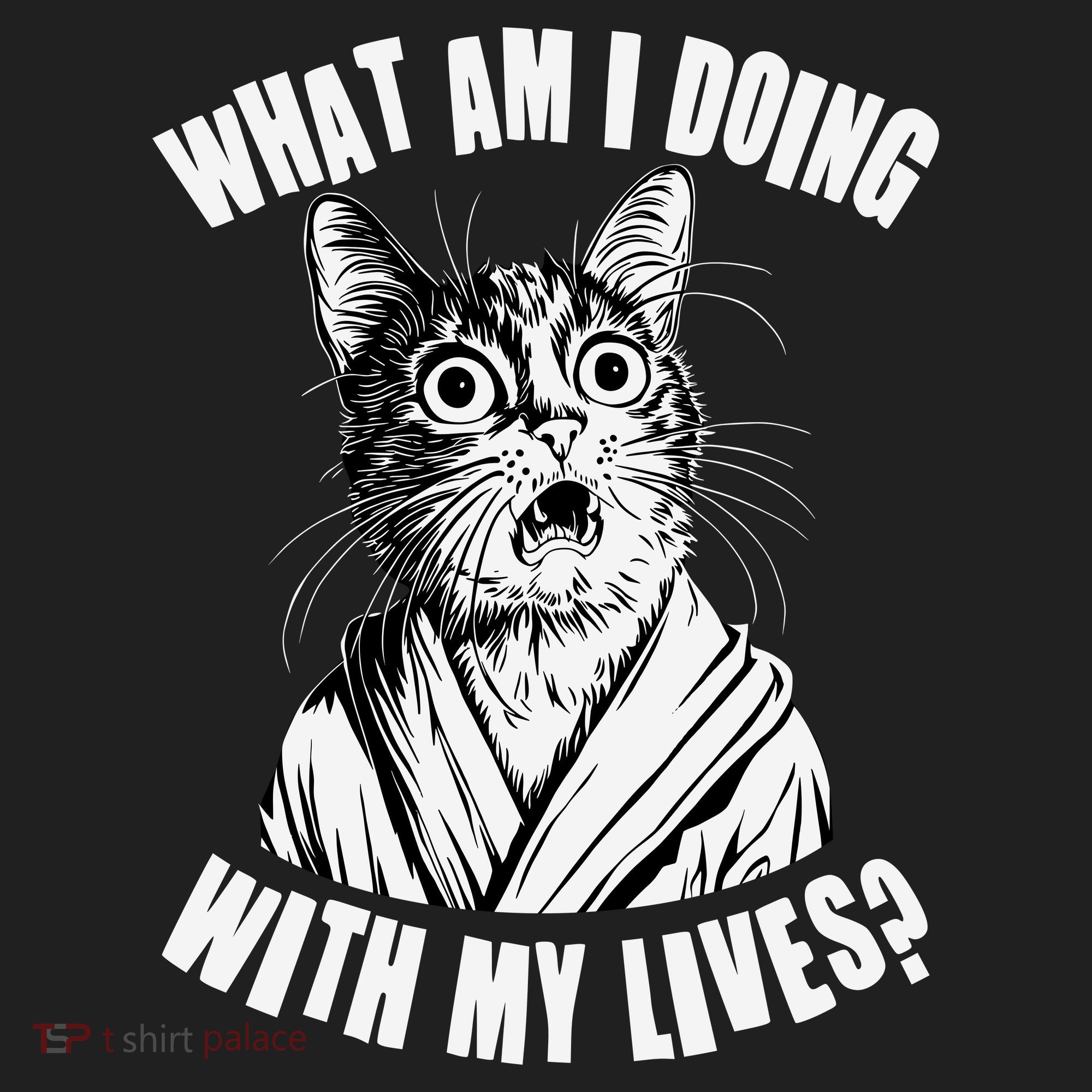 Funny What Am I Doing With My Lives Existential Crisis Cat Golf Towel