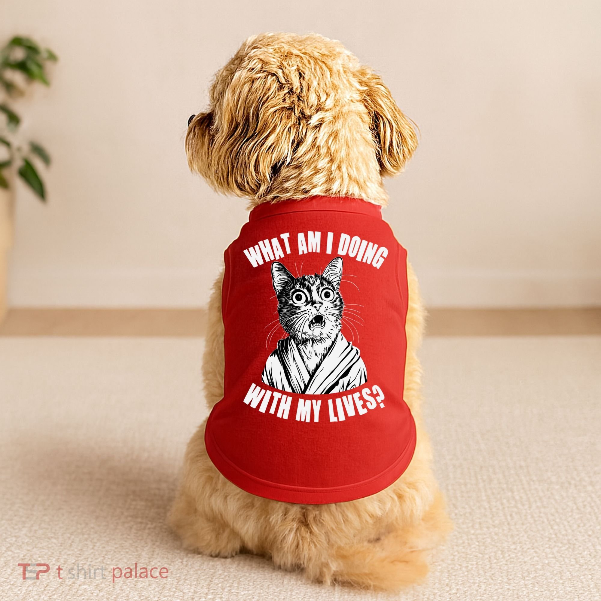 Funny What Am I Doing With My Lives Existential Crisis Cat Doggie Tank
