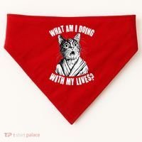 Funny What Am I Doing With My Lives Existential Crisis Cat USA-Made Doggie Bandana thumb 0