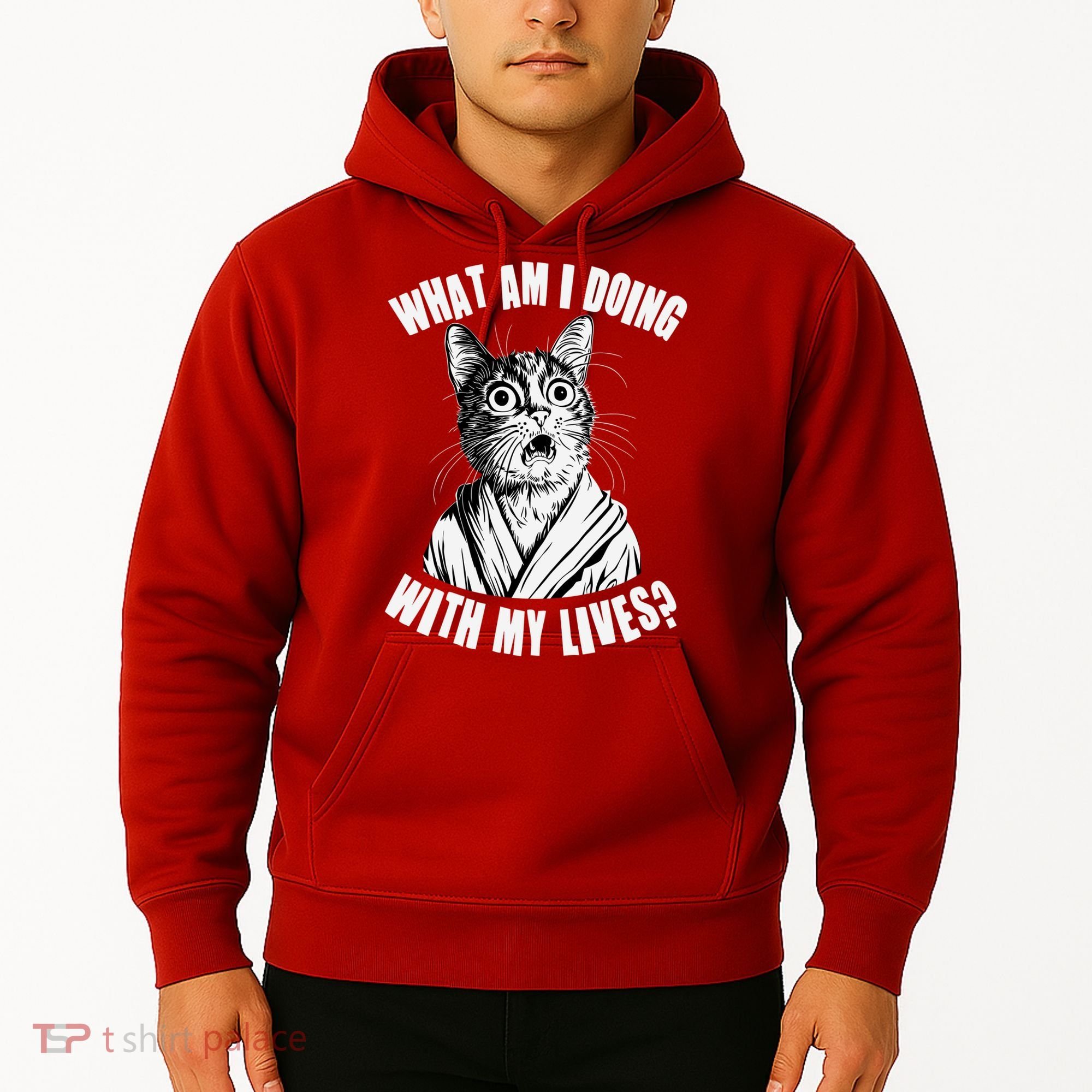 Funny What Am I Doing With My Lives Existential Crisis Cat Hoodie