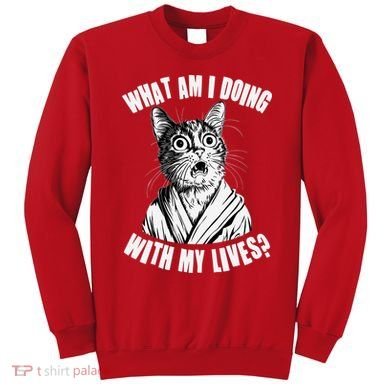 Funny What Am I Doing With My Lives Existential Crisis Cat Sweatshirt
