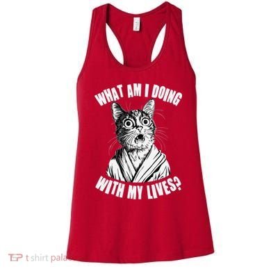 Funny What Am I Doing With My Lives Existential Crisis Cat Women's Tank Top