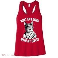 Funny What Am I Doing With My Lives Existential Crisis Cat Women's Tank Top thumb 0