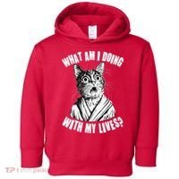 Funny What Am I Doing With My Lives Existential Crisis Cat Toddler Hoodie thumb 0