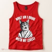 Funny What Am I Doing With My Lives Existential Crisis Cat Tank Top thumb 2