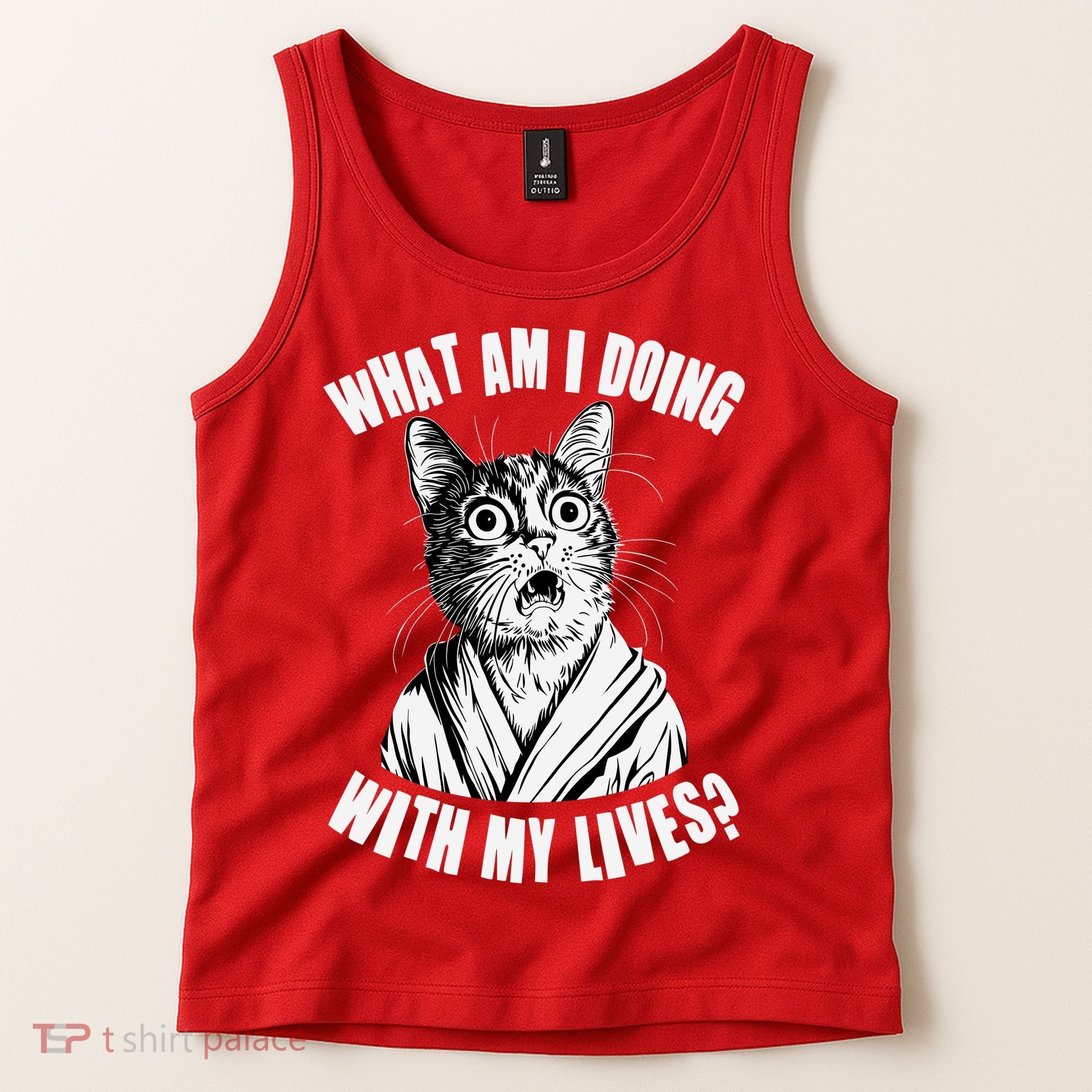 Funny What Am I Doing With My Lives Existential Crisis Cat Tank Top