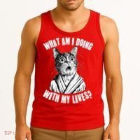 Funny What Am I Doing With My Lives Existential Crisis Cat Tank Top thumb 3
