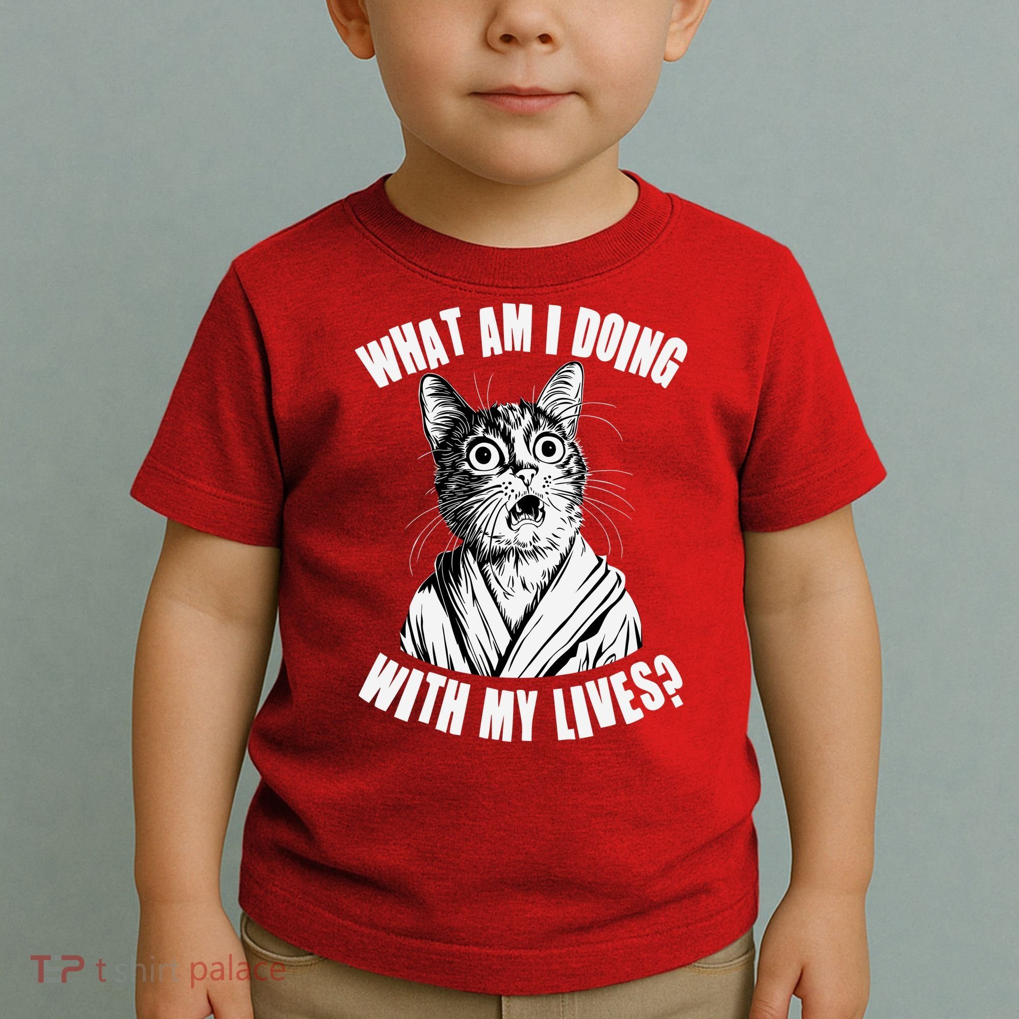 Funny What Am I Doing With My Lives Existential Crisis Cat Toddler T-Shirt