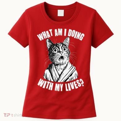 Funny What Am I Doing With My Lives Existential Crisis Cat Women's T-Shirt