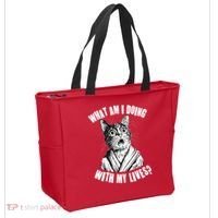 Funny What Am I Doing With My Lives Existential Crisis Cat Tote Bag thumb 2