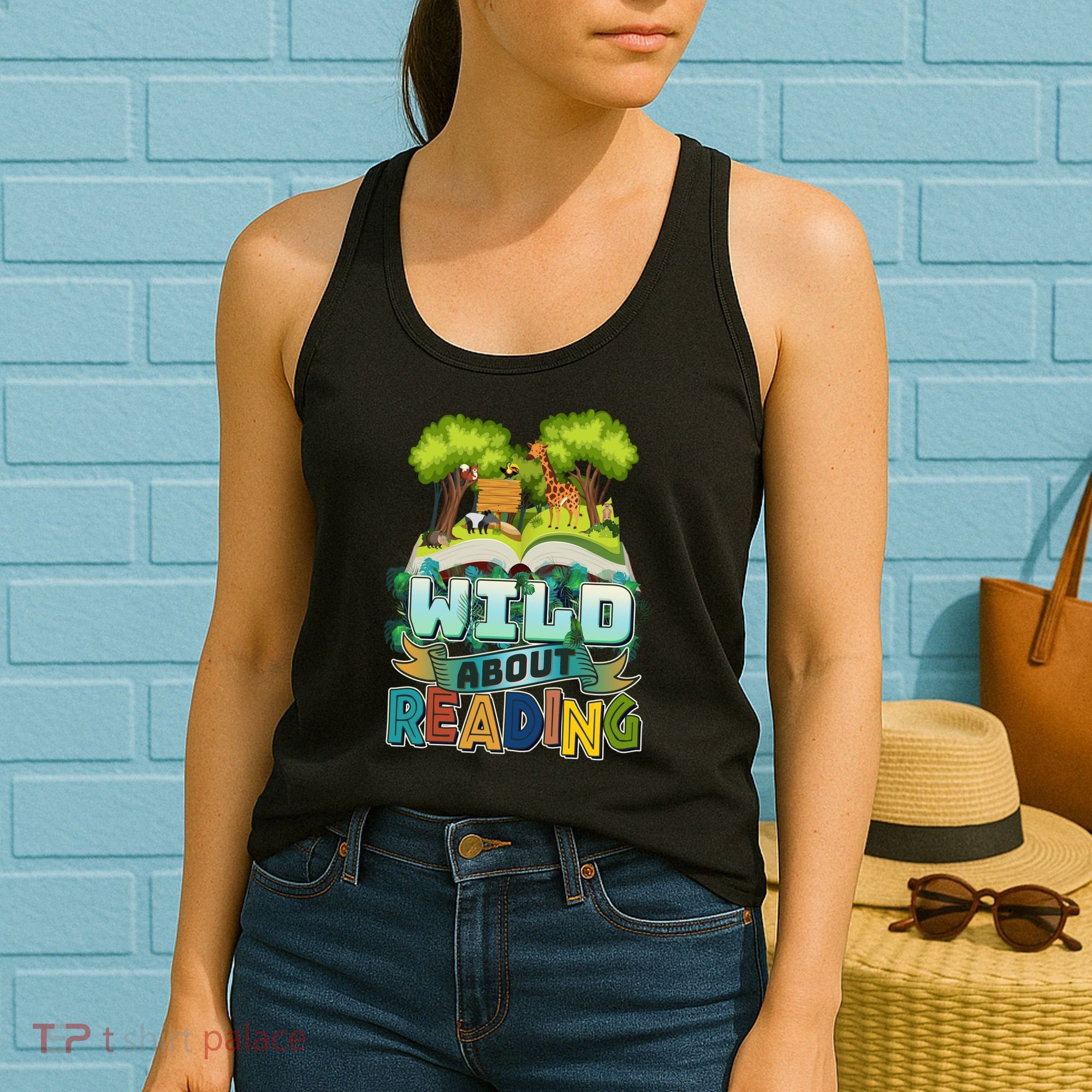 Funny Wild About Reading Book Lover Reading Fan Women's Tank Top