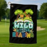 Funny Wild About Reading Book Lover Reading Fan Golf Towel thumb 1