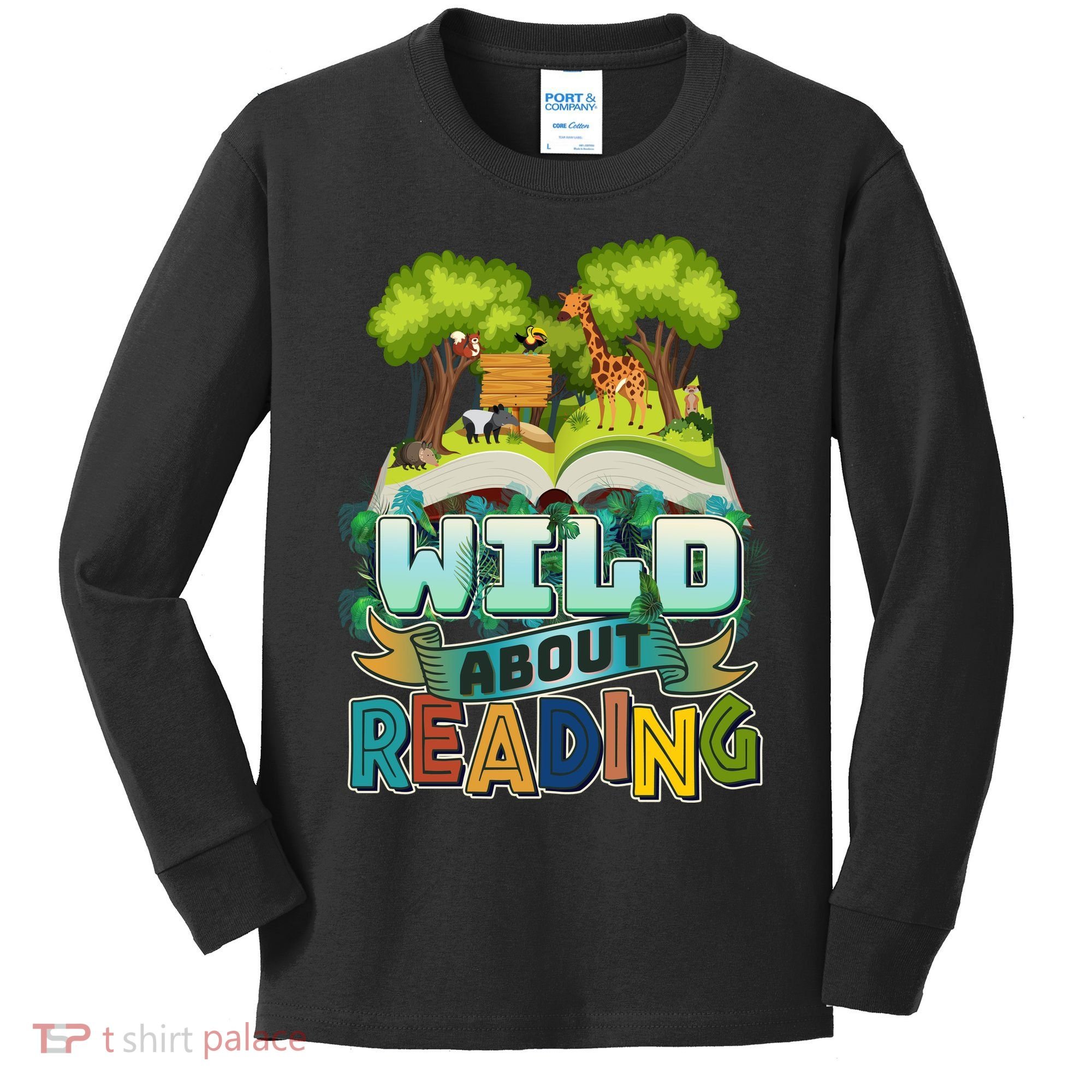 Funny Wild About Reading Book Lover Reading Fan Kids Long Sleeve Shirt