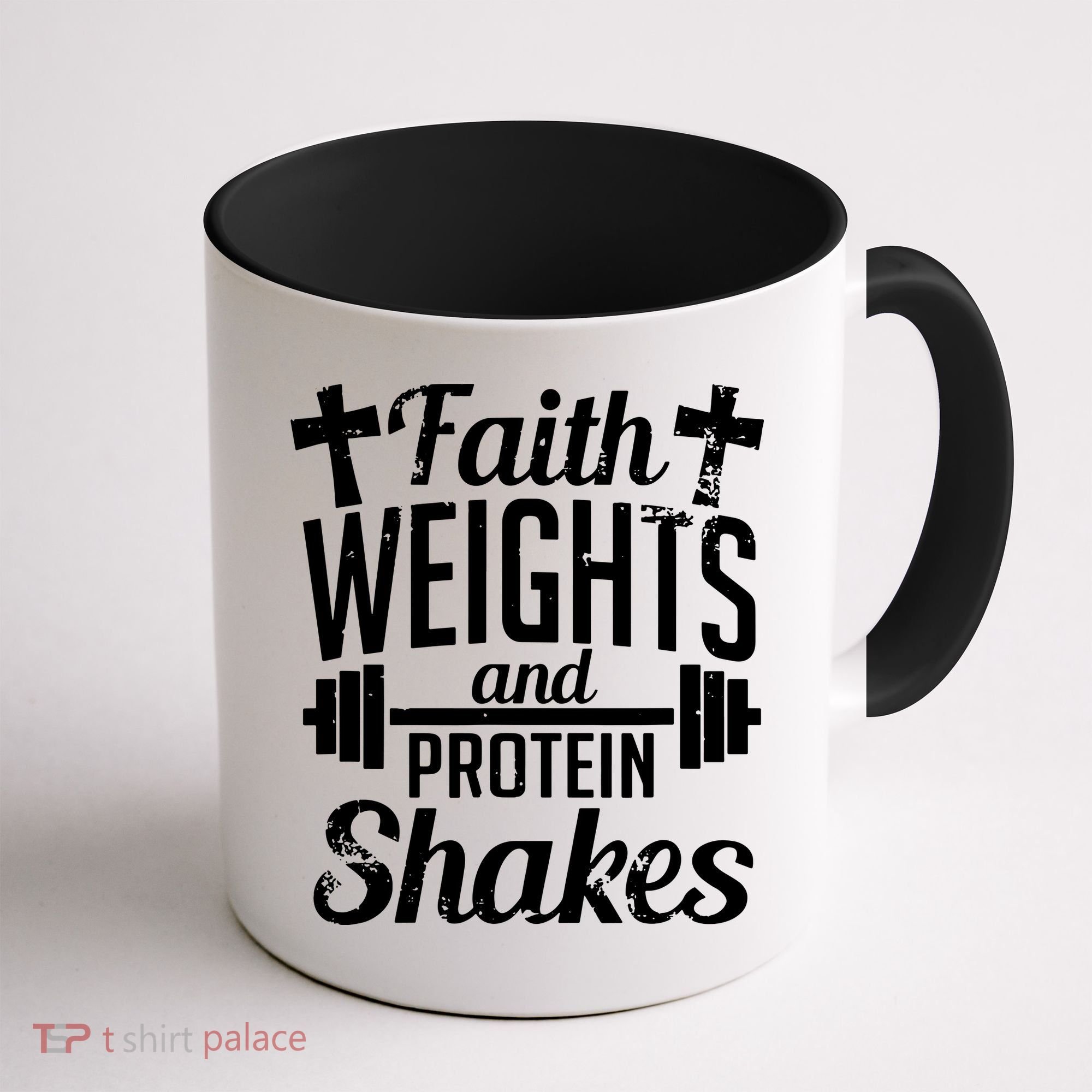 Faith Weights And Protein Shakes Coffee Mug