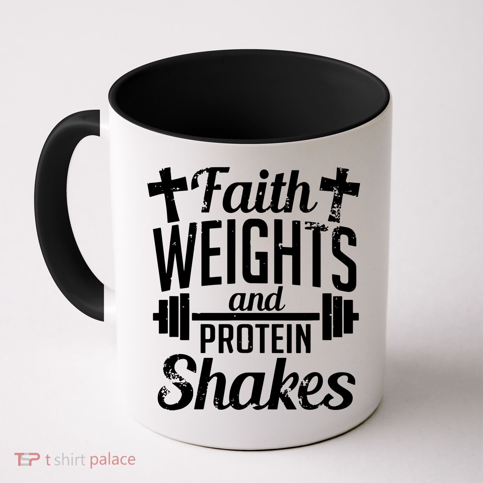 Faith Weights And Protein Shakes Coffee Mug