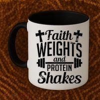 Faith Weights And Protein Shakes Coffee Mug thumb 2