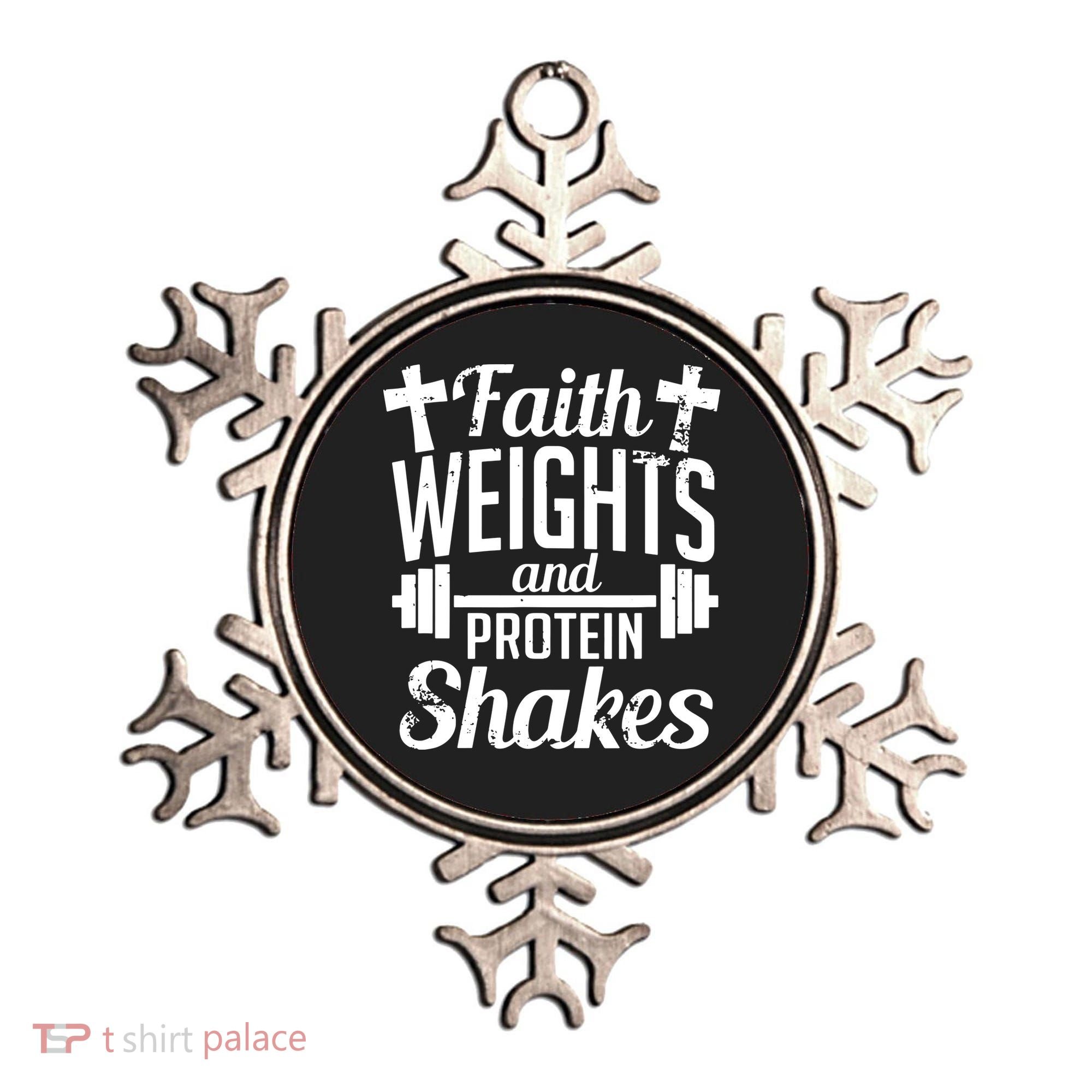 Faith Weights And Protein Shakes Ornament